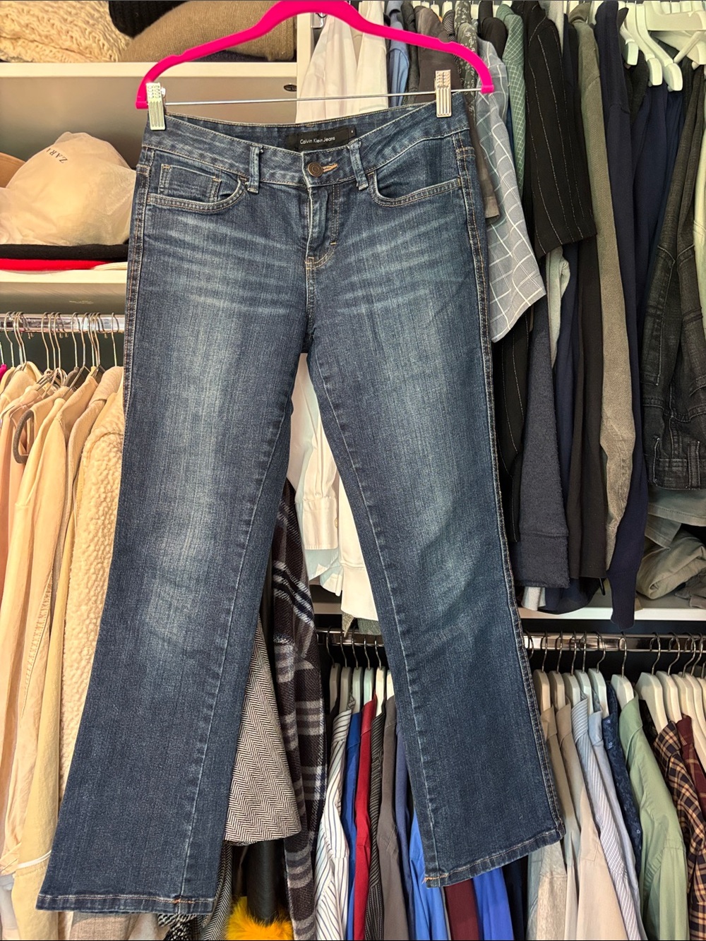 Calvin Klein Women's Dark Blue Flare Jeans
